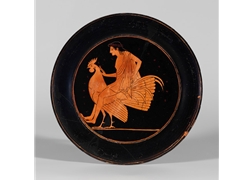 Plate-Red Figure- Boy Perched on a Rooster