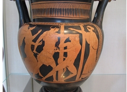 Column Krater Depicts Theseus about to Slay the Minotaur