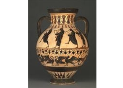 Neck Amphora Draped Men Playing Lyres