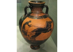 Panathenaic Amphora Chariot Race Black Figure