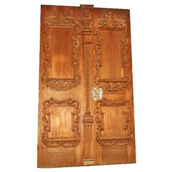 Carved Antique Roman Double Wood Door
