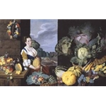 Cookmaid with Still Life of Vegetables and Fruit circa 1620-5