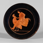 Plate-Red Figure- Boy Perched on a Rooster