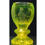 Engraved and cut glass goblet