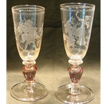 Engraved crystal glass set of two goblets