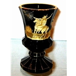 Cut and engraved goblet. Dark coloured glass