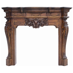 Hand carved wood fireplace-PT8016