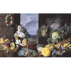 Cookmaid with Still Life of Vegetables and Fruit circa 1620-5