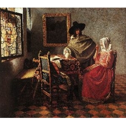 A Lady Drinking and a Gentleman, c. 1658, Johannes Vermeer