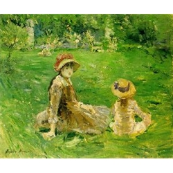 In the Garden at Maurecourt, c. 1884, Berthe Morisot, French impressionist painter