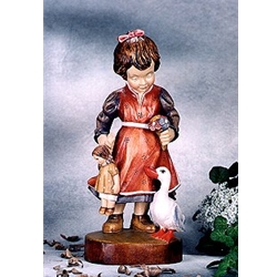 Woodcarving Girl with goose