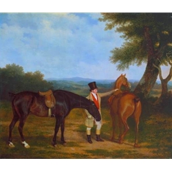 Two Hunters with a Groom circa