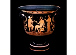 Bell Krater Satyr is Seated on a Rock