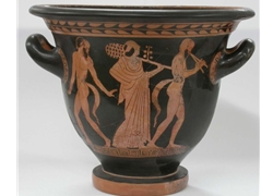 Bell Krater Woman and two Satyrs