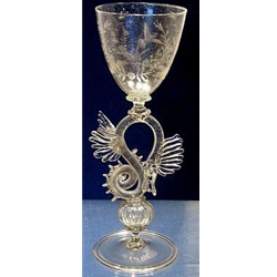 Engraved crystal glass goblet Venetian style